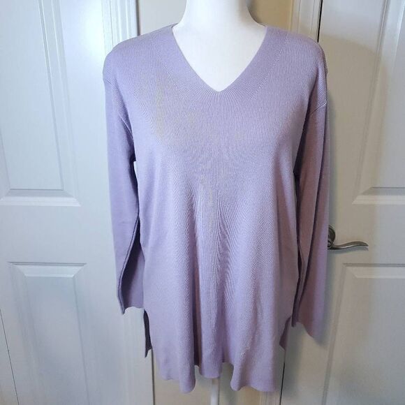 St. Michael Marks Spencer Lilac Vneck tunic sweater L - Picture 1 of 9